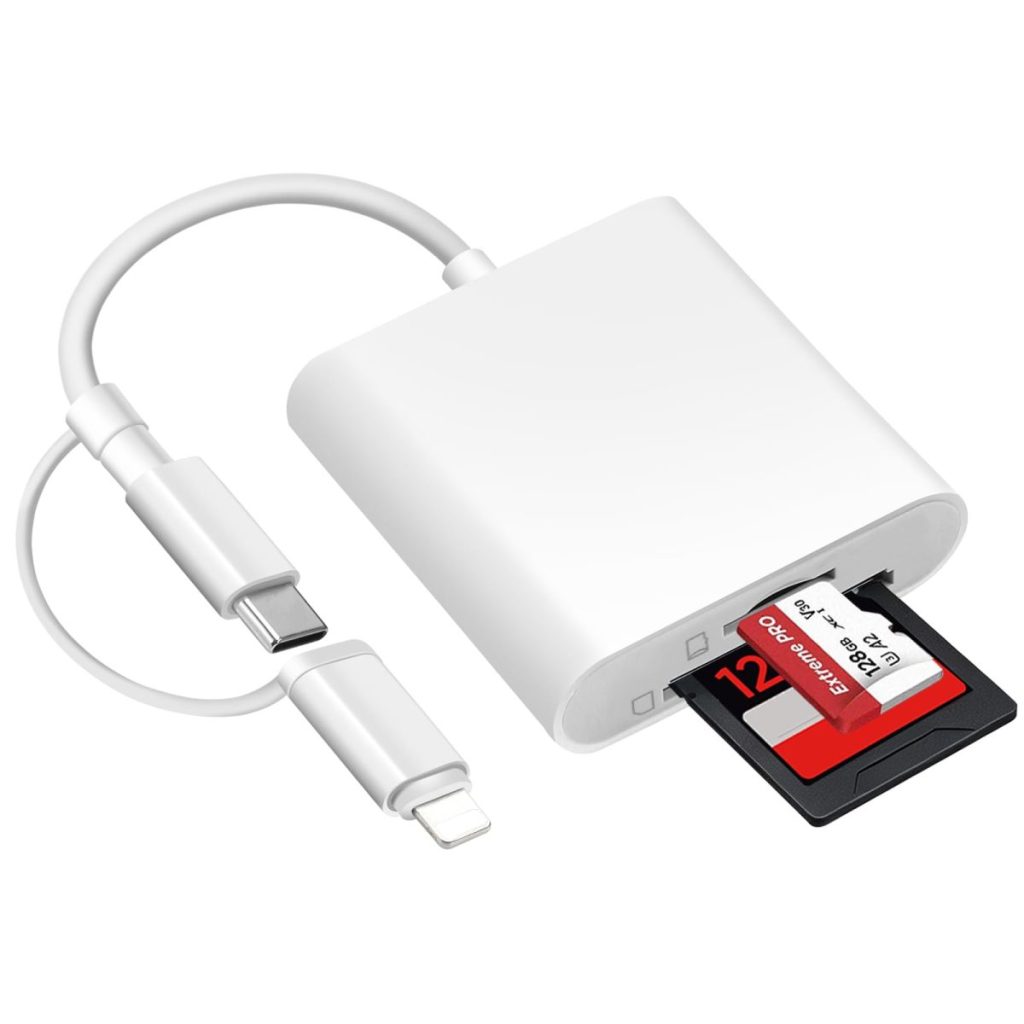 Adaptateur carte SD Lightning USB C blanc