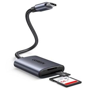 Adaptateur carte SD UGREEN Lecteur Carte SD USB C Adaptateur Carte MicroSD Super Vitesse en Aluminium SD Card Reader Simultané à Lire et Écrire Compatible avec iPhone 17 Pro Max Air 16 Galaxy S25 MacBook iPad Pro SD3.0 170MB s